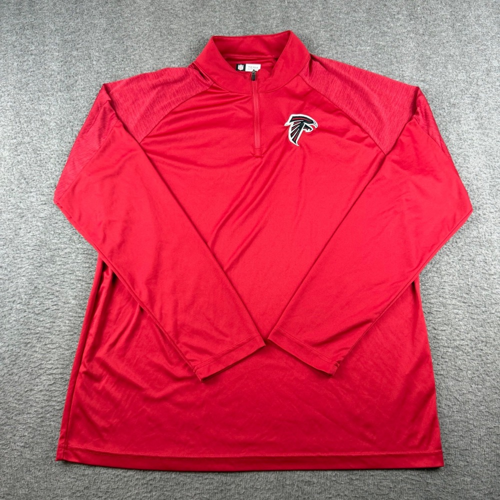 NFL Team Apparel Atlanta Falcons Pullover Men's XL Red 1/4 Zip Long Sleeve Shirt